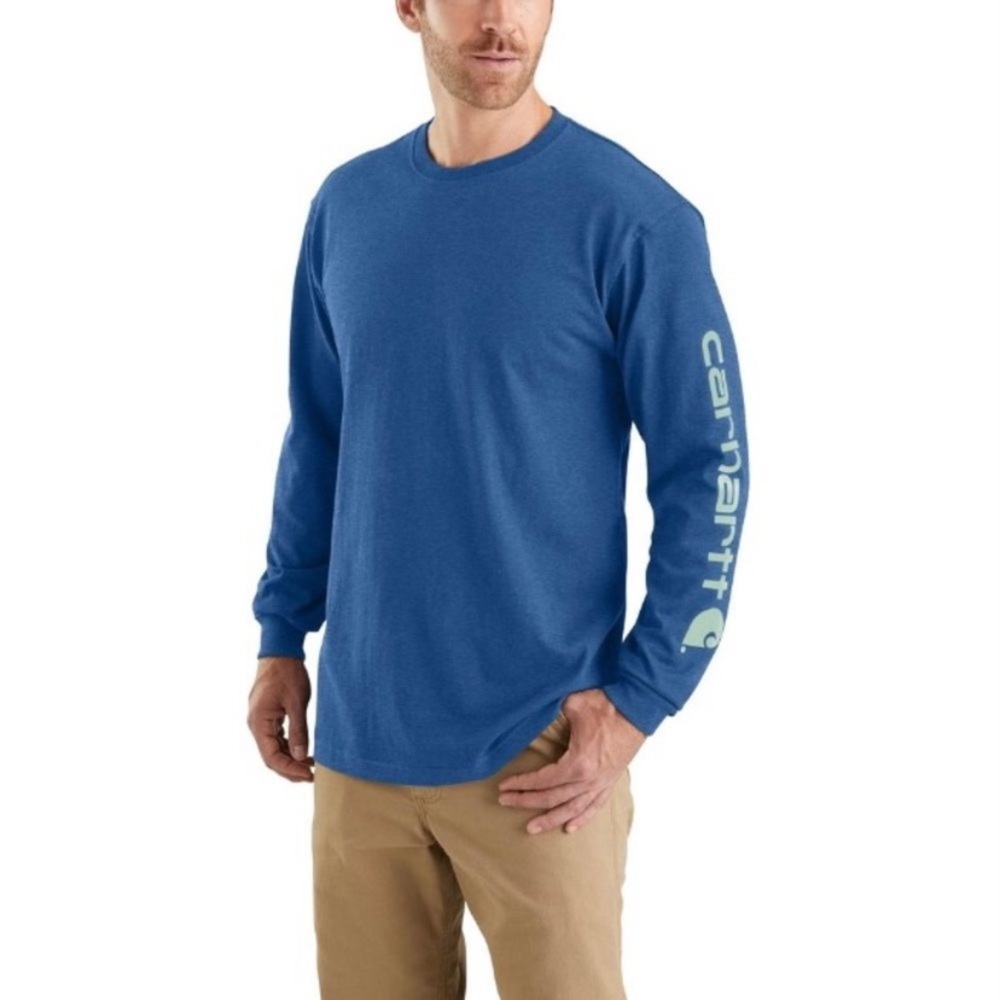 Carhartt Men's Long Sleeve Graphic Logo T-Shirt in blue S